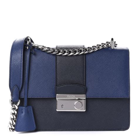 PRADA Saffiano Pattina Crossbody Bag Bluette Baltico